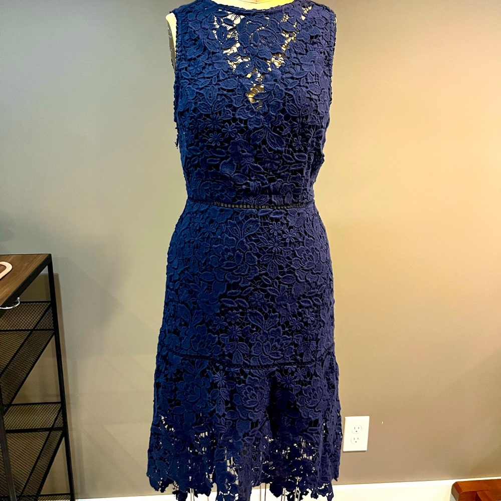 Joie "Bridley" sleeveless crochet dress with open back.